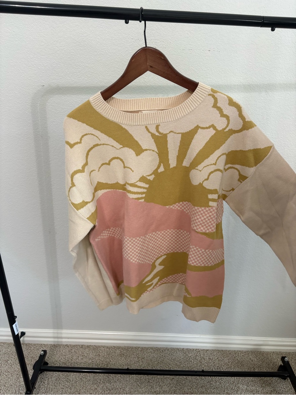 Altar’d State Cream Mustard Sunshine Cloud Knit Sweater